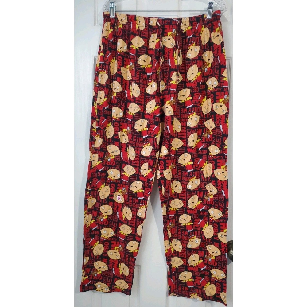 Family Guy Stewie Obey Me Pajama Pants Mens Size L 2010 Red Black